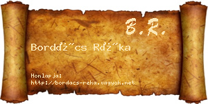 Bordács Réka névjegykártya
